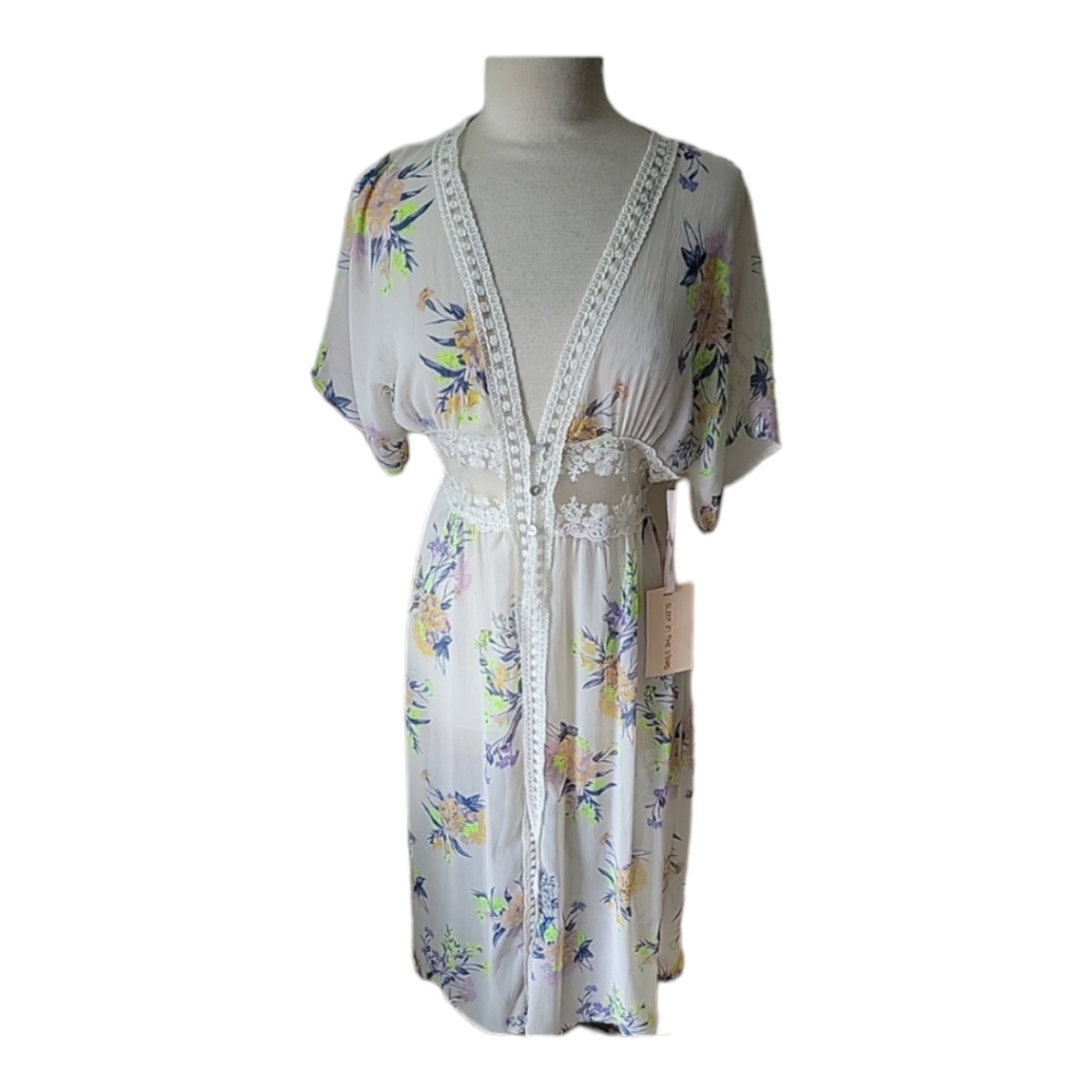 NEW Floral Beach Coverup Kimono Duster  Concert Outfit
